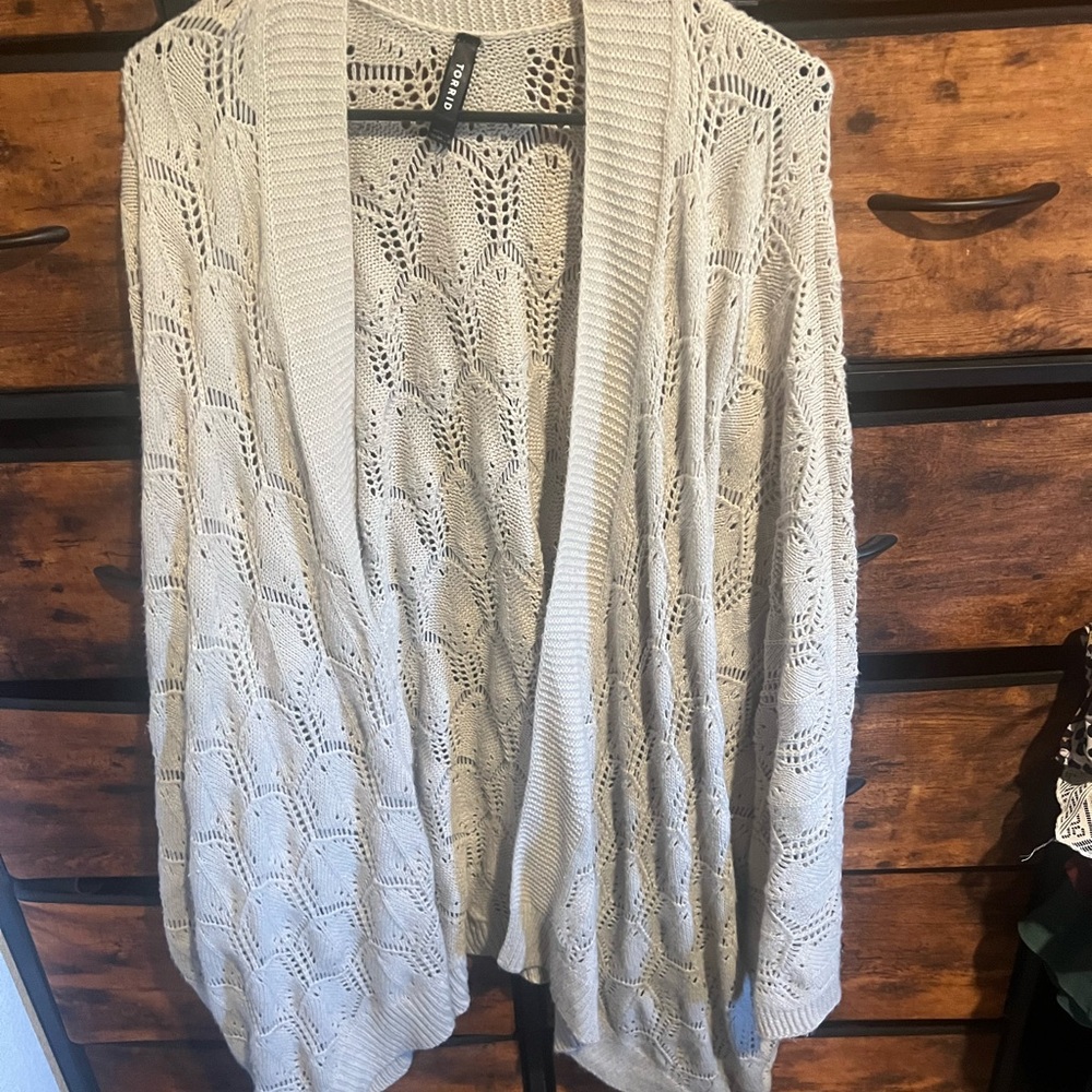 Torrid Beige Open-Knit Cardigan